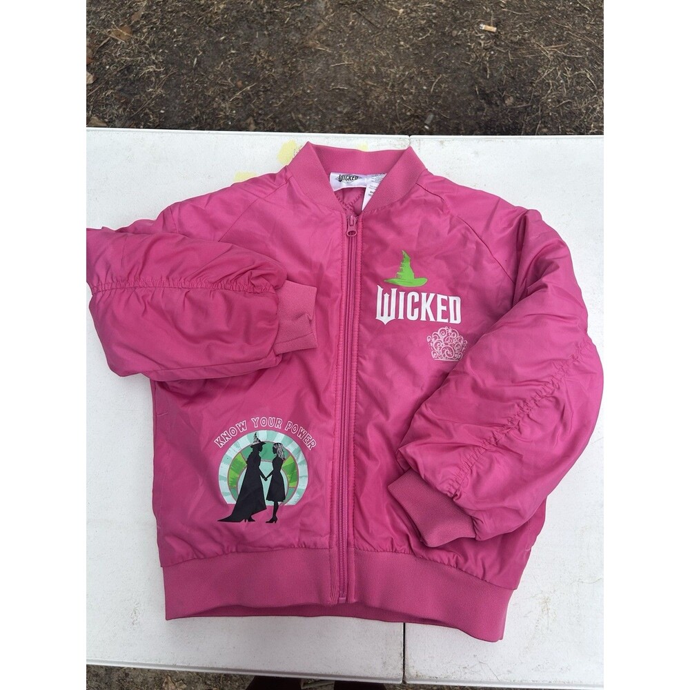 Wicked Girls Pink Bomber Jacket Zip Lightweight Pockets Size 6/6X